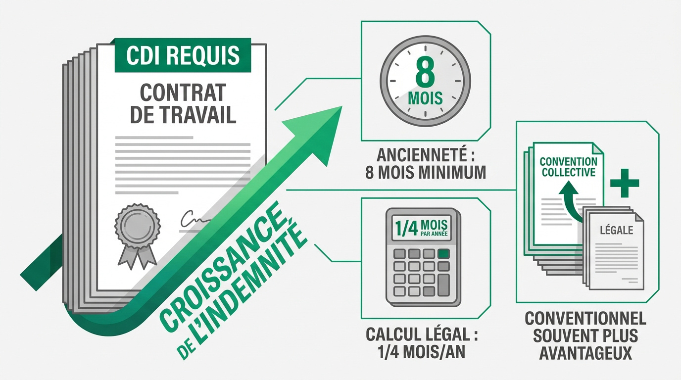 Comparaison indemnité légale et conventionnelle